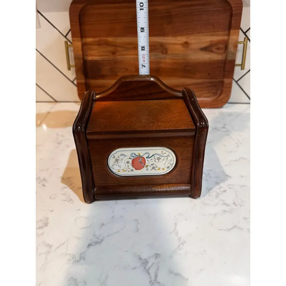Good Wood International recipe catchall wooden box w/Marmalade goose apple tile